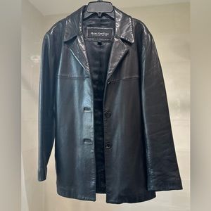 Vintage 100% genuine black leather women's blazer Size Medium